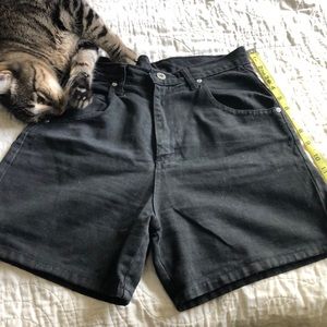 Vintage black jean high waisted mom shorts